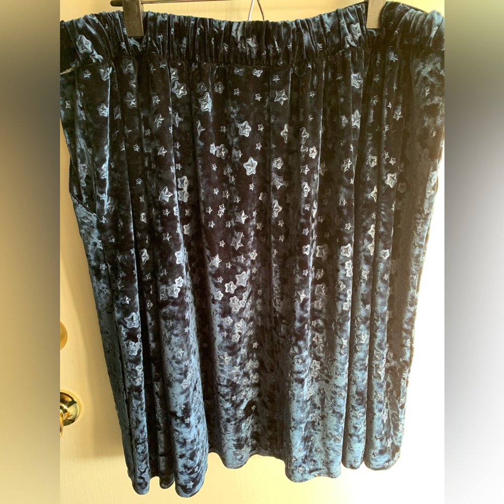 Blue Star ✨Embossed Pattern Velvet Skirt 2X With Pockets And Elastic Wai… - Picture 4 of 4